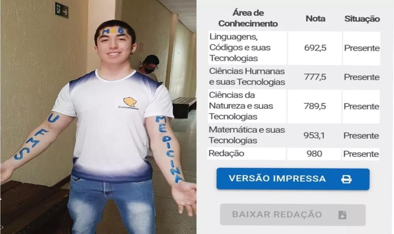 Jovem de MS gabarita matemática e tira 980 na redação do Enem