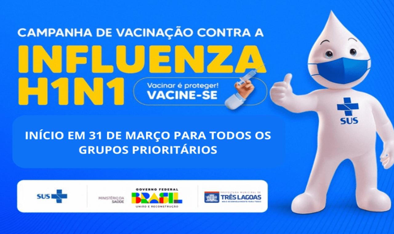 Cobertura vacinal contra Influenza está baixa em Três Lagoas, principalmente do grupo prioritário das crianças