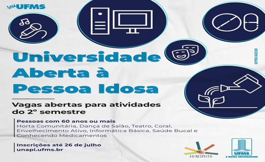 Universidade aberta à pessoa idosa oferece cursos gratuitos com vagas para Três Lagoas