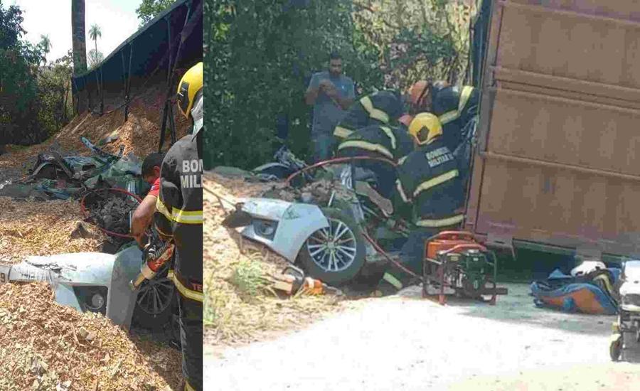 Mulher tem braço amputado após ser atingida por carreta e é socorrida em estado grave