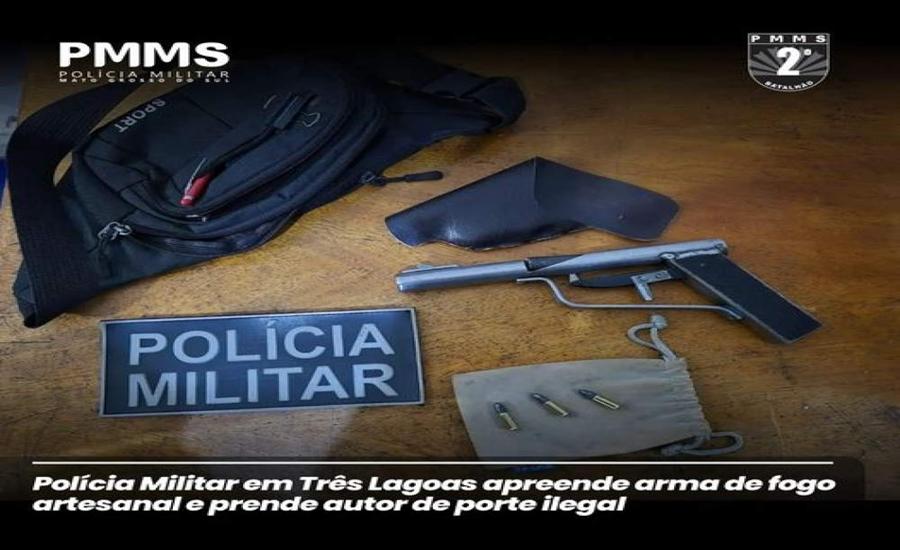 Motociclista é preso por porte ilegal de arma de fogo em Três Lagoas