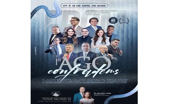 Começa hoje em Três Lagoas a 7ª Escola Bíblica da ADTL com presença de nomes nacionais