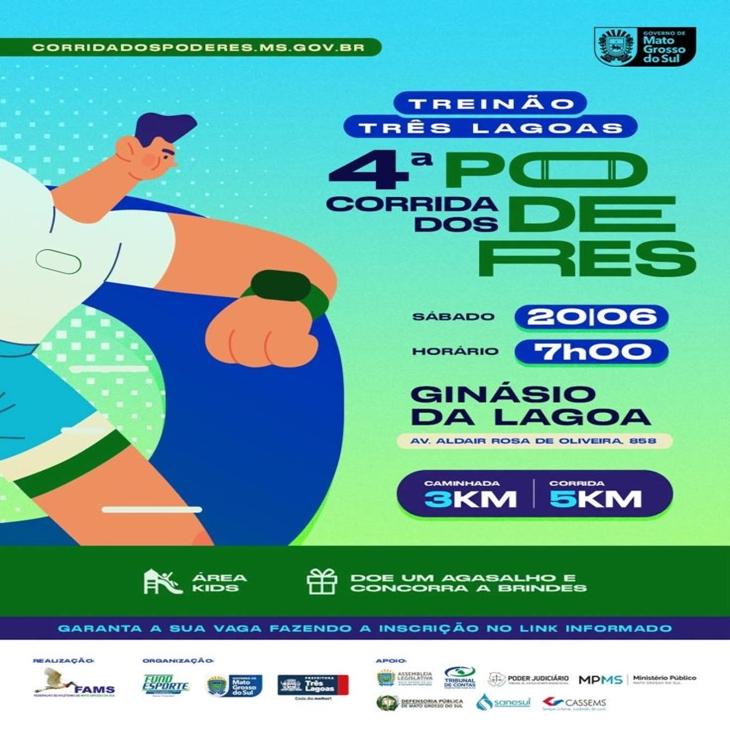Treinão para Corrida dos Poderes acontece em 20 de junho na Lagoa Maior. VEJA COMO PARTICIPAR