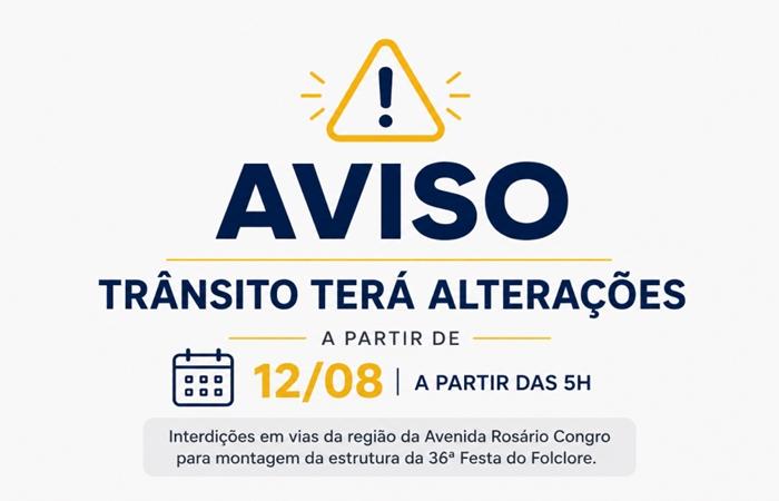 Trânsito terá alterações durante a 36ª Festa do Folclore de Três Lagoas