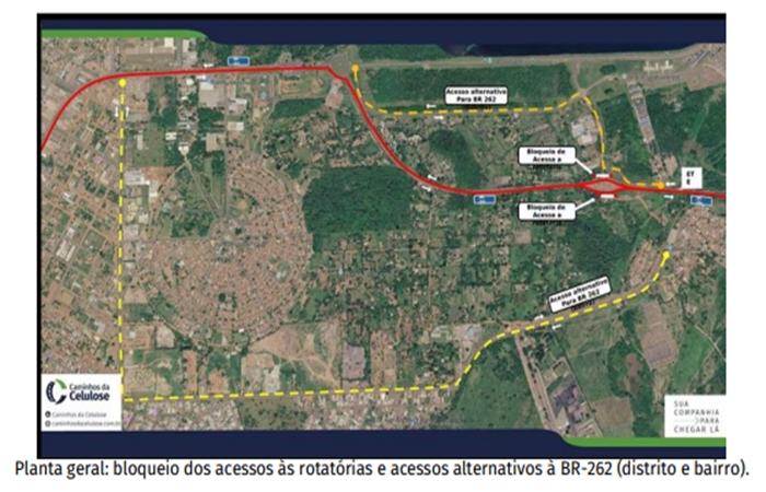 A partir de terça-feira (8), acessos da rotatória da BR-262 serão fechados para obras do novo Posto Fiscal