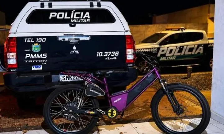 Adolescente é apreendido por receptação e PM recupera bicicleta elétrica furtada em Três Lagoas