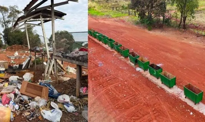 Prefeitura moderniza sistema de descarte de resíduos com instalação de 12 contêineres e apresenta solução para problema antigo na região da BR-158