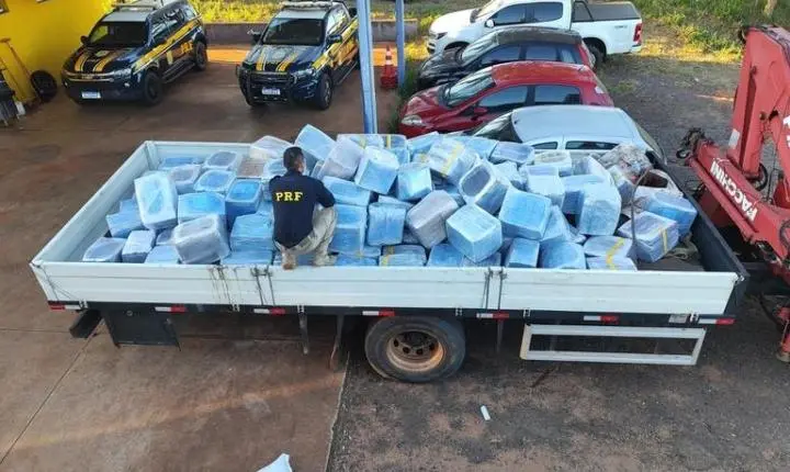 PRF intercepta caminhão na BR 158, em Três Lagoas e descobre 4,7 toneladas da droga ocultas sob sacos de sementes de girassol