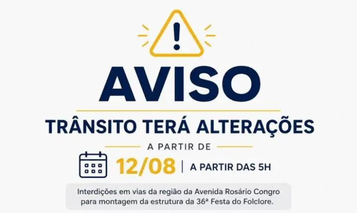 Trânsito terá alterações durante a 36ª Festa do Folclore de Três Lagoas