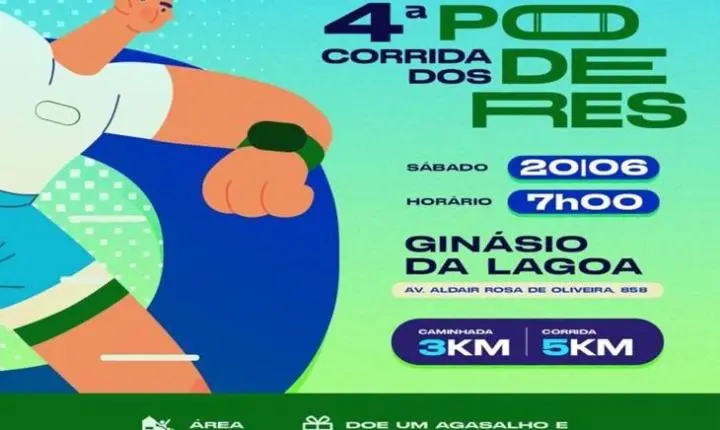Treinão para Corrida dos Poderes acontece em 20 de junho na Lagoa Maior. VEJA COMO PARTICIPAR
